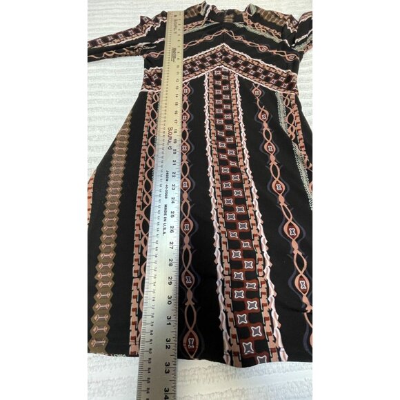 Free People Womens Stella Black Print Long Sleeve Mini Dress Mock Neck Rayon - Picture 8 of 9